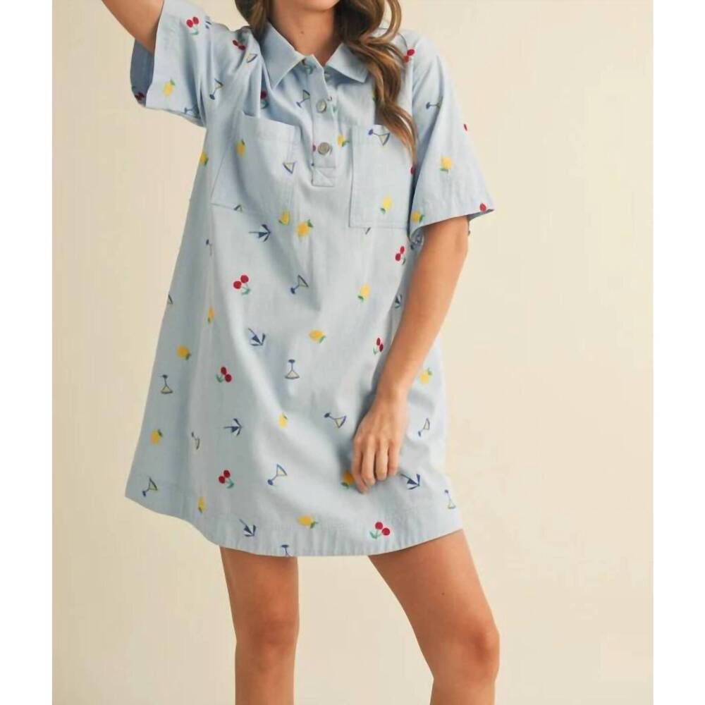 NEW &MERCI seaside collared mini dress in sky blue